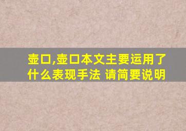 壶口,壶口本文主要运用了什么表现手法 请简要说明